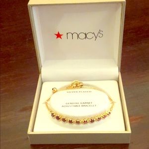 Macy’s Silver Plated Genuine Garnet Bracelet